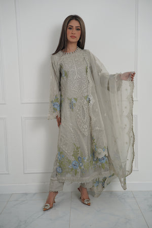 Minor Damage Tehwar - Luxury Organza Outfit with Organza Dupatta - Ready to Wear
