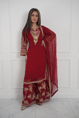 Chiffon Outfit with Chiffon Dupatta and Plazzo  - Ready to Wear - SD254