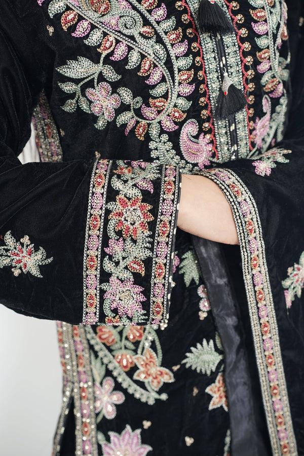 Rozi - Luxury Velvet Outfit with Embroidered Velvet Shawl - SB-Velvet-01