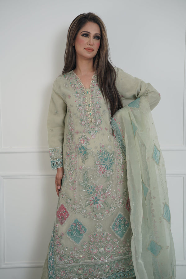 Tehwar - Luxury Organza Outfit with Organza Dupatta - Ready to Wear MC294- Eid Volume 4
