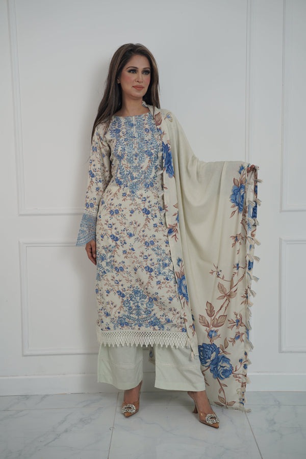 Rozi - Exclusive Karandi Outfit with Shawl - Ready to Wear -MC253 - Eid Volume 2