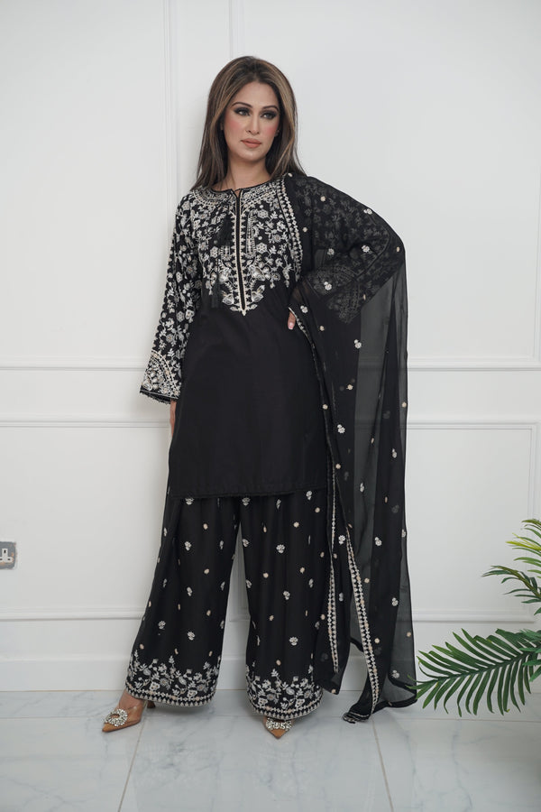 Rozi  - Exclusive Cotton Outfit with Dupatta - Ready to Wear - MC342 Black - Eid Volume 5