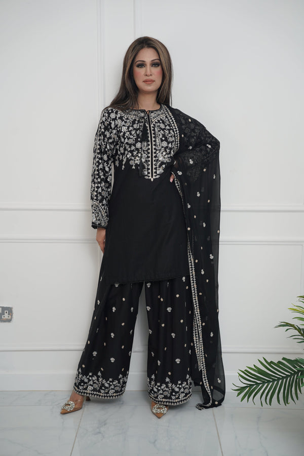Rozi  - Exclusive Cotton Outfit with Dupatta - Ready to Wear - MC342 Black - Eid Volume 5