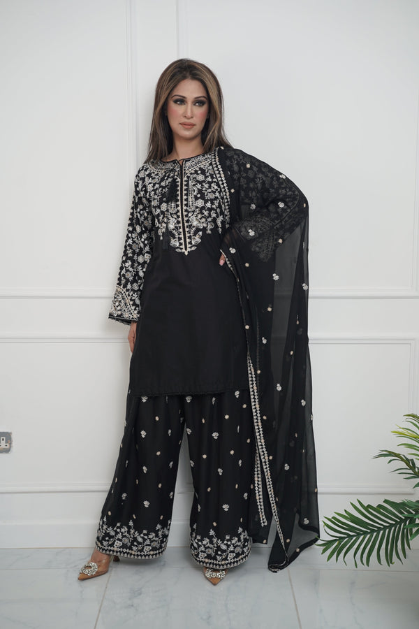 Rozi  - Exclusive Cotton Outfit with Dupatta - Ready to Wear - MC342 Black - Eid Volume 5
