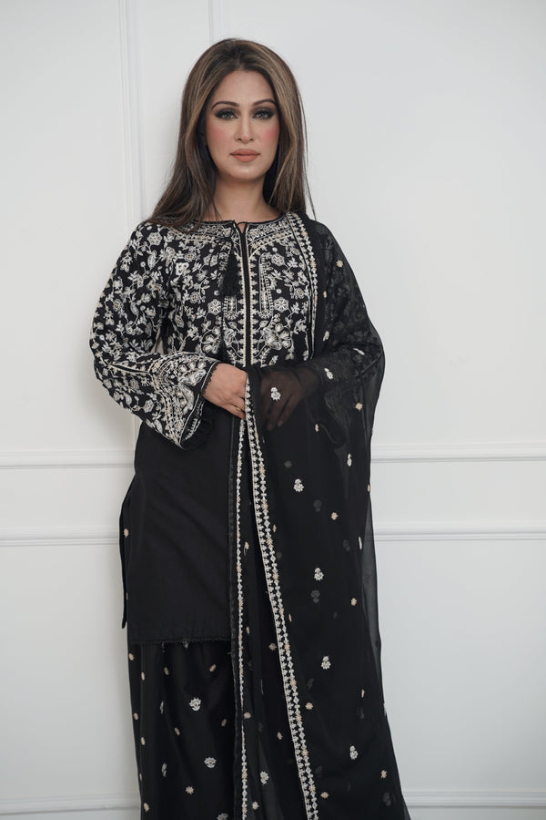 Rozi  - Exclusive Cotton Outfit with Dupatta - Ready to Wear - MC342 Black - Eid Volume 5