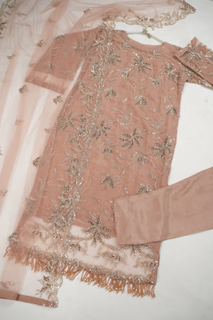 Luxury Formals - Kat Dana Heavily Embroidered Net (Long Shirts) - Ready to Wear - V1 - D7