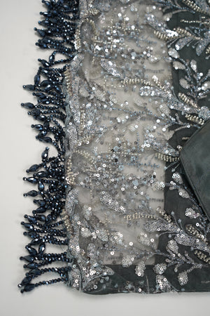 Luxury Formals - Kat Dana Heavily Embroidered Net (Long Shirts) - Ready to Wear - V1 - D10