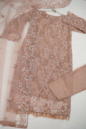 Luxury Formals - Kat Dana Heavily Embroidered Net (Long Shirts) - Ready to Wear - V1 - D8