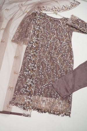 Luxury Formals - Kat Dana Heavily Embroidered Net (Long Shirts) - Ready to Wear - V1 - D9