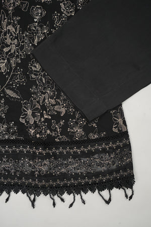 Husan e Jahan - Luxury Chiffon Outfit with Chiffon Dupatta - Ready to Wear - HEJBlackV3D5