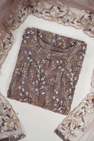 Luxury Formals - Kat Dana Heavily Embroidered Net (Long Shirts) - Ready to Wear - V1 - D9