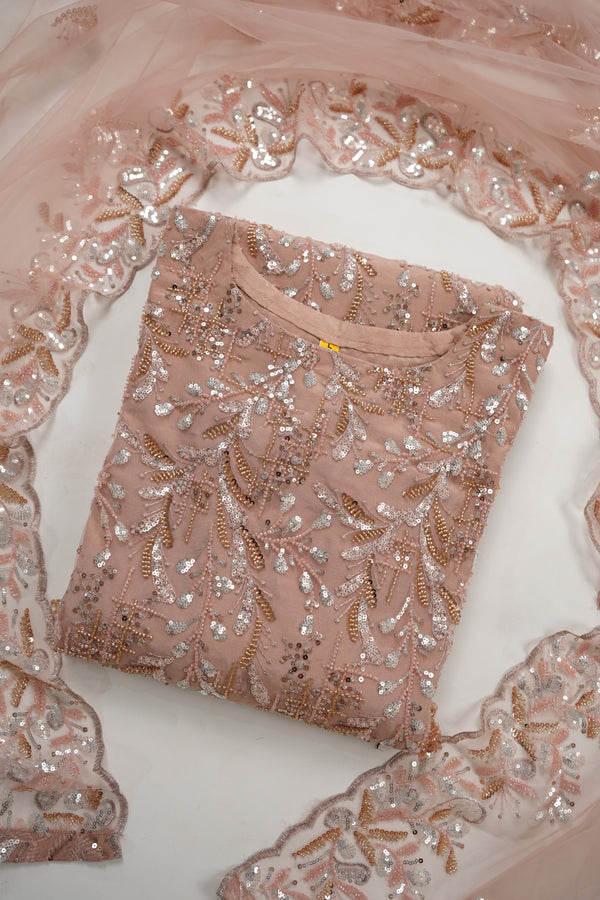 Luxury Formals - Kat Dana Heavily Embroidered Net (Long Shirts) - Ready to Wear - V1 - D8