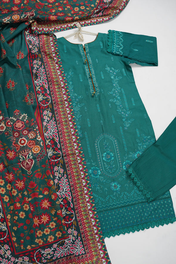 Rozi - Exclusive Khaddar Outfit with Shawl - Ready to Wear - Warm Fabric