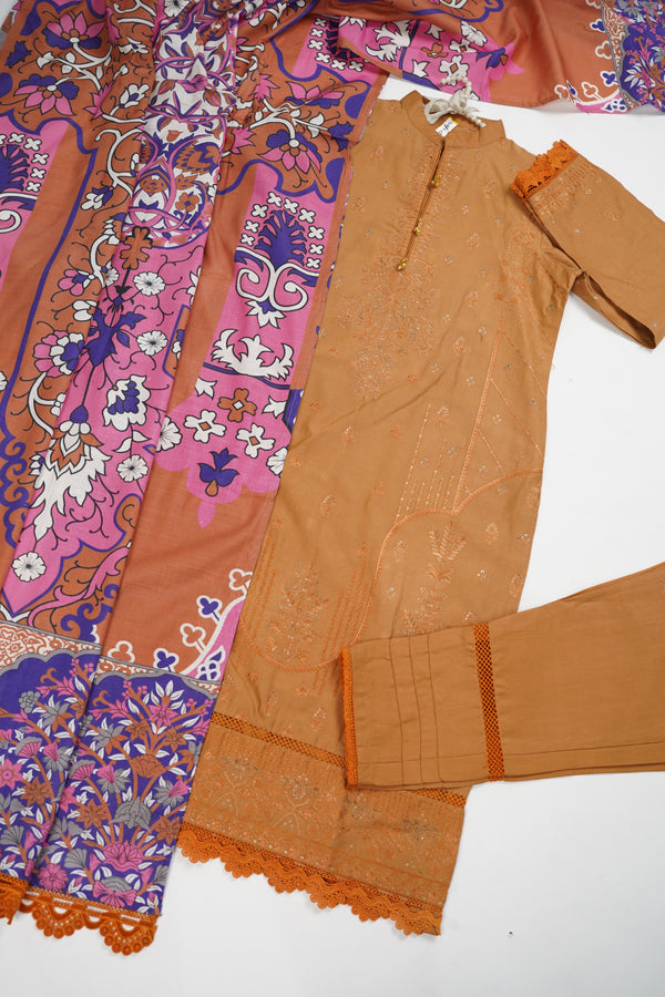 Rozi - Exclusive Khaddar Outfit with Shawl - Ready to Wear - Warm Fabric