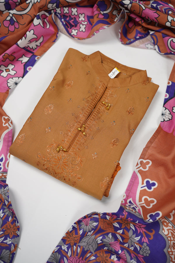 Rozi - Exclusive Khaddar Outfit with Shawl - Ready to Wear - Warm Fabric