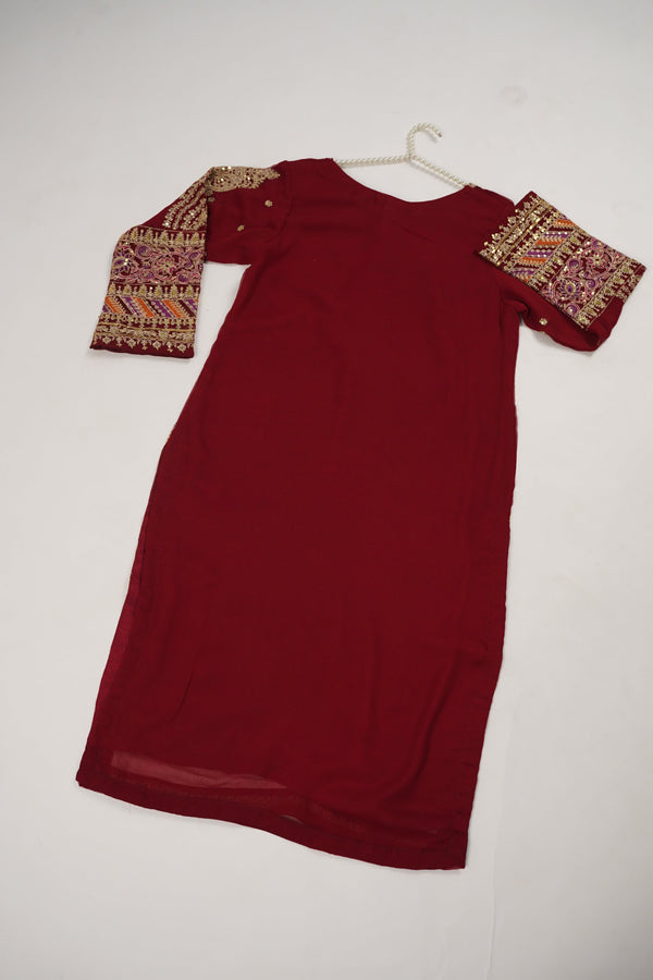 Eid outfit - Chiffon Outfit with Chiffon Dupatta and Plazzo - Ready to Wear MC254