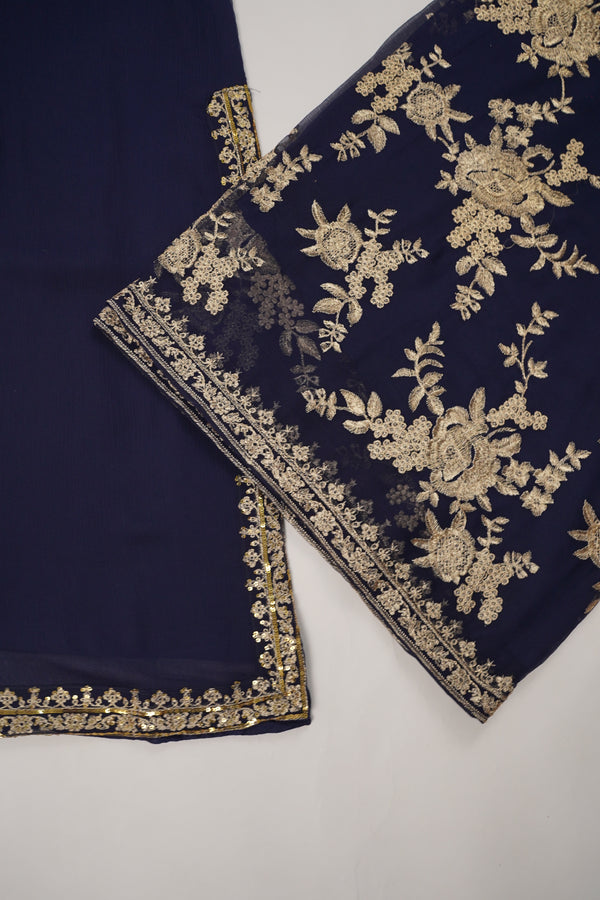 Budget Wear - Chiffon Outfit with Chiffon Dupatta and Plazzo  - Ready to Wear SD251