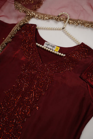 Khaas - Luxury Sheesha Silk Outfit - Hand Work - Ready to Wear - SD432