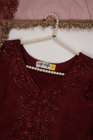 Khaas - Luxury Sheesha Silk Outfit - Hand Work - Ready to Wear - SD432