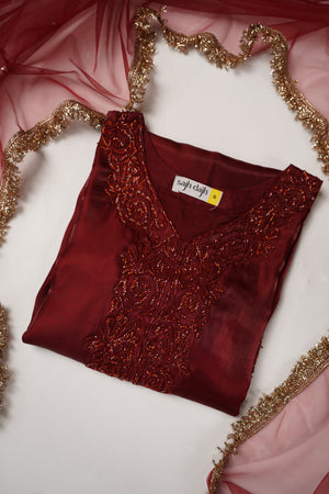 Khaas - Luxury Sheesha Silk Outfit - Hand Work - Ready to Wear - SD432
