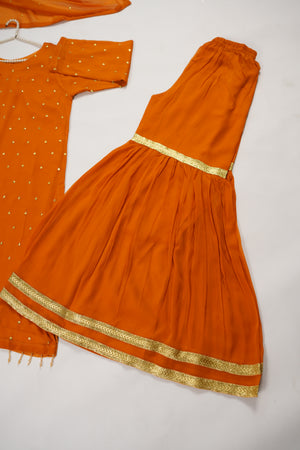 Husan e Jahan - Chiffon Outfit with Gharara - Ready to Wear SD448