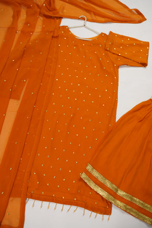 Husan e Jahan - Chiffon Outfit with Gharara - Ready to Wear SD448