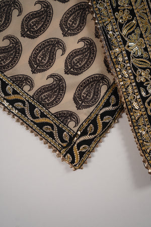 Rozi  - Embroidered Crepe Silk Outfit With Plazzo Bottoms and Dupatta - Ready to Wear SD519