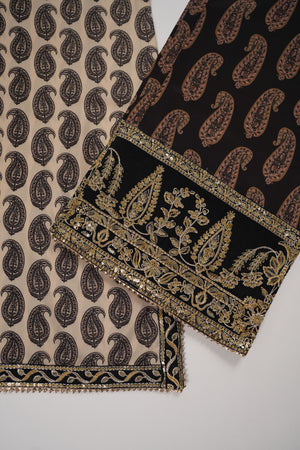 Rozi  - Embroidered Crepe Silk Outfit With Plazzo Bottoms and Dupatta - Ready to Wear SD519