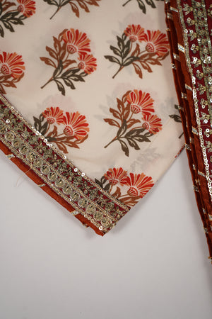 Rozi  - Embroidered Crepe Silk Outfit With Plazzo Bottoms and Dupatta - Ready to Wear SD516