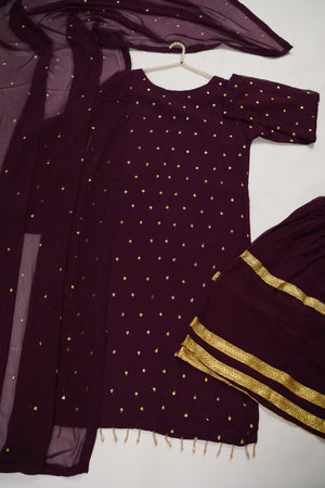 Husan e Jahan - Chiffon Outfit with Gharara - Ready to Wear SD451