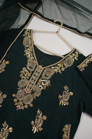 BeSpoke Pre Order - Khaas - Raw Silk Outfit with Net Dupatta - Ready to Wear - SD523