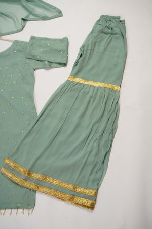 Husan e Jahan - Chiffon Outfit with Gharara - Ready to Wear SD449