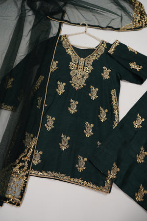 BeSpoke Pre Order - Khaas - Raw Silk Outfit with Net Dupatta - Ready to Wear - SD523
