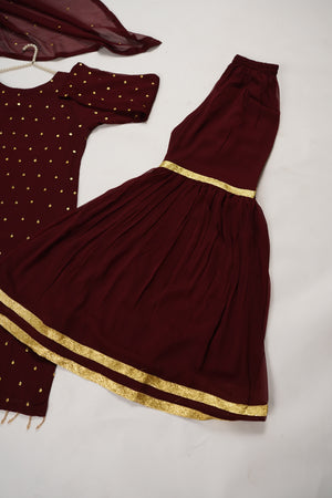 Husan e Jahan - Chiffon Outfit with Gharara - Ready to Wear SD445