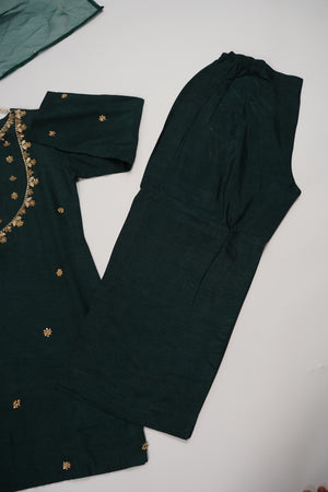 Bespoke - PRE ORDER - Khaas - Raw Silk Outfit with Organza Dupatta - Ready to Wear - SD520