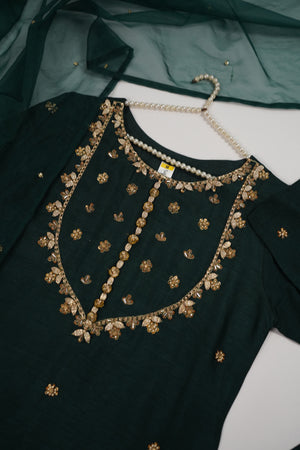 Bespoke - PRE ORDER - Khaas - Raw Silk Outfit with Organza Dupatta - Ready to Wear - SD520