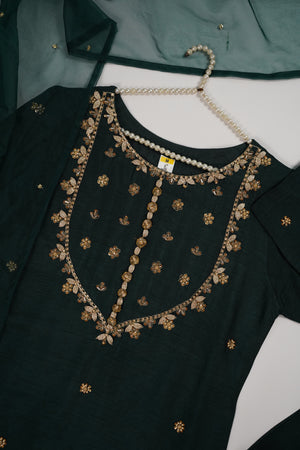 Bespoke - PRE ORDER - Khaas - Raw Silk Outfit with Organza Dupatta - Ready to Wear - SD520
