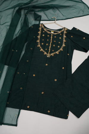 Bespoke - PRE ORDER - Khaas - Raw Silk Outfit with Organza Dupatta - Ready to Wear - SD520