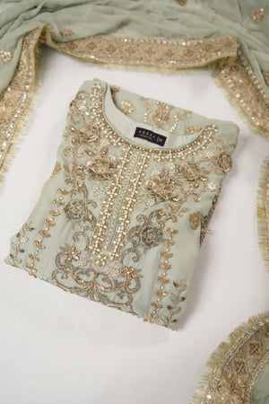 Husan e Jahan - Chiffon Outfit with Chiffon Dupatta - Ready to Wear SD452