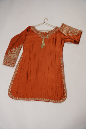 Khaas - Luxury Shamoze Silk Outfit - Hand Work - Ready to Wear SD480