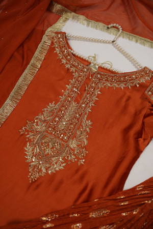 Khaas - Luxury Shamoze Silk Outfit - Hand Work - Ready to Wear SD480