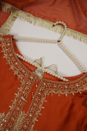 Khaas - Luxury Shamoze Silk Outfit - Hand Work - Ready to Wear SD480