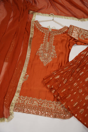 Khaas - Luxury Shamoze Silk Outfit - Hand Work - Ready to Wear SD480