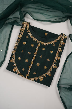Bespoke - PRE ORDER - Khaas - Raw Silk Outfit with Organza Dupatta - Ready to Wear - SD520