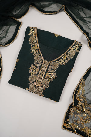 BeSpoke Pre Order - Khaas - Raw Silk Outfit with Net Dupatta - Ready to Wear - SD523