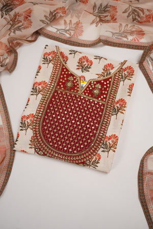 Rozi  - Embroidered Crepe Silk Outfit With Plazzo Bottoms and Dupatta - Ready to Wear SD516