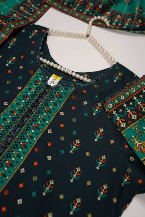 Rozi - Exclusive Khaddar Outfit with  Shawl - Ready to Wear - PD186