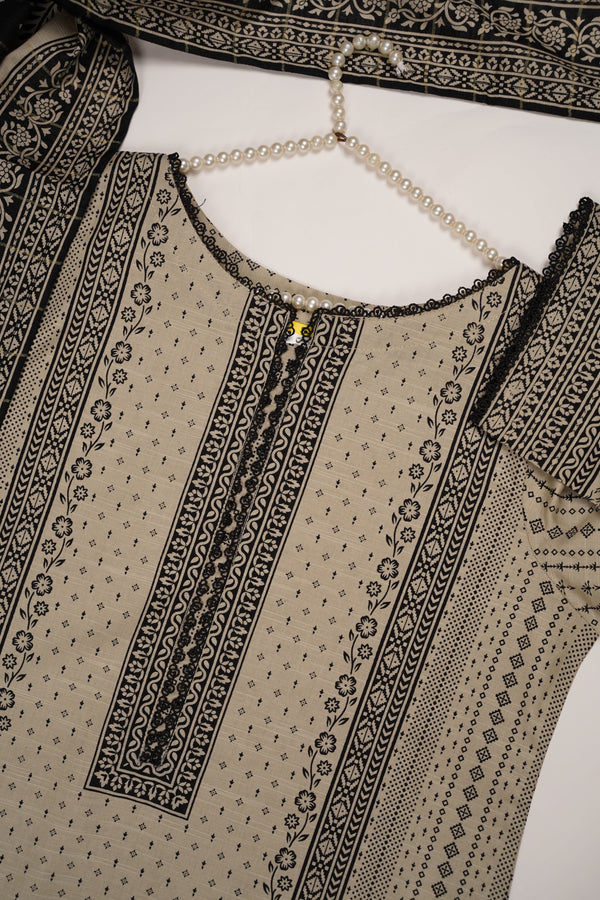 Rozi - Exclusive Khaddar Outfit with  Shawl - Ready to Wear - PD185