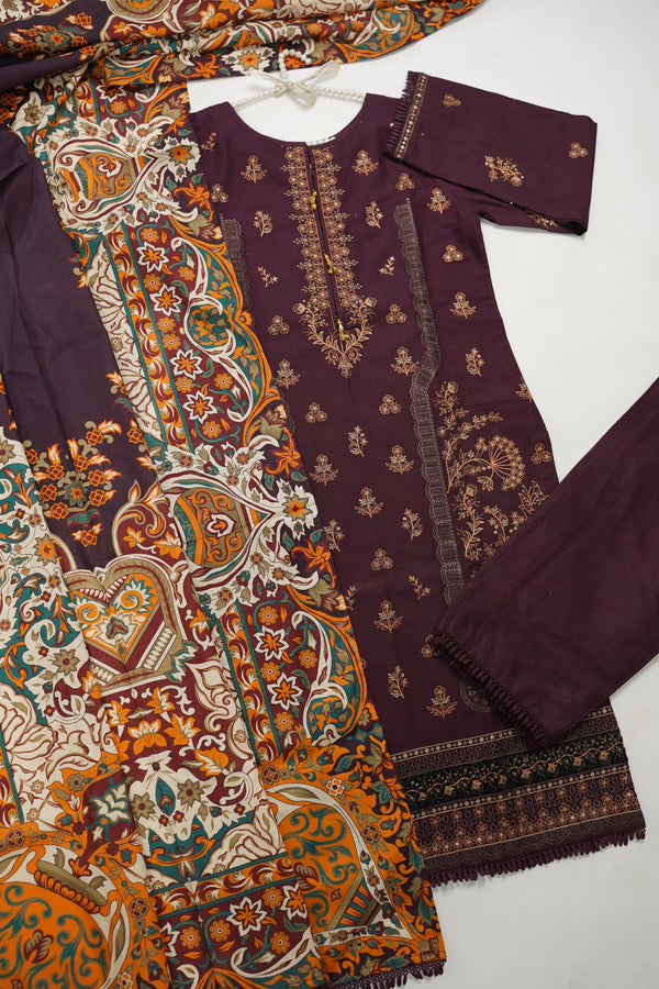 Rozi - Exclusive Khaddar Outfit with Shawl - Ready to Wear - Warm Fabric