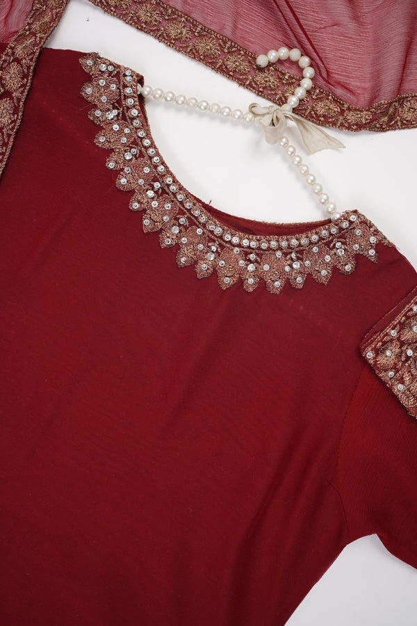 Mum and Me - Chiffon Budget Wear Suit with Chiffon Dupatta and Plazzo Bottoms - Ready to Wear